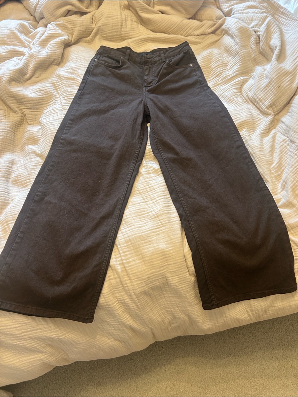 Zara Wide-Leg Flare Jeans in Dark Brown
